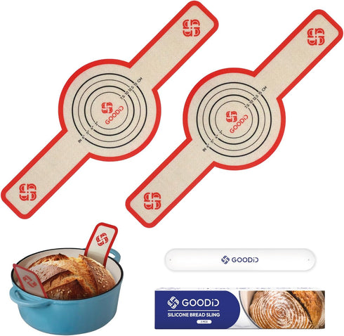 2PCs Silicone Bread Sling for Dutch Oven - Food-Grade Premium Silicone - Non-Stick & Easy Clean Reusable Sourdough Bread Baking Mat With Long Hand...