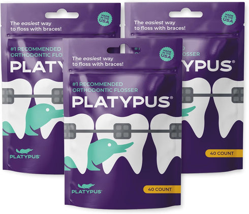 Platypus Orthodontic Flossers for Braces | Ortho Picks for Adults & Kids | Fits Under Arch Wire | Non-Damaging | Encourage Flossing Habits | Floss...