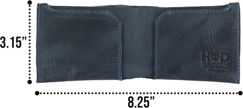 Hide & Drink, Classic Wallet Handmade from Full Grain Leather, Card Organizer, Money Holder, Vintage Pocket, Travel Accessories - Slate Blue...