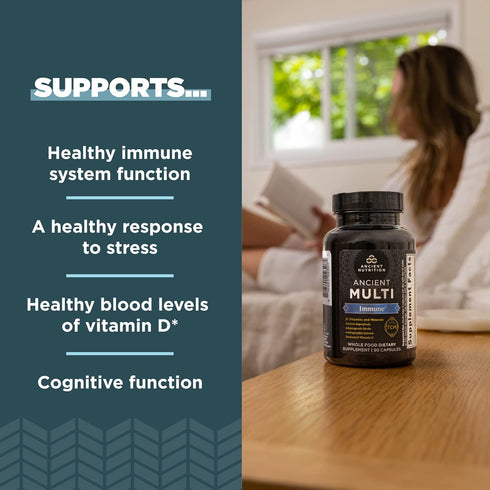 Ancient Nutrition Multivitamin for Immune Support, Immune, 21 Vitamins and Minerals with Vitamin D & C, Turmeric, Supports Immunity, Stress Relief...