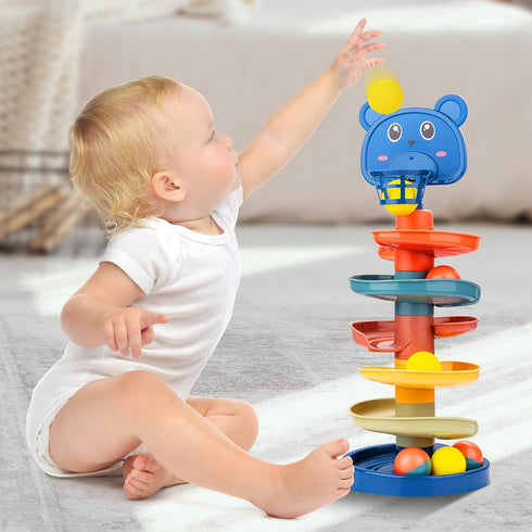 Ball Tower for Toddlers, Ball Drop and Roll Tower, Educational Development Toys for 2, 3, 4 Years Old Boys, Girls, Toddler Activities with 6 Balls...