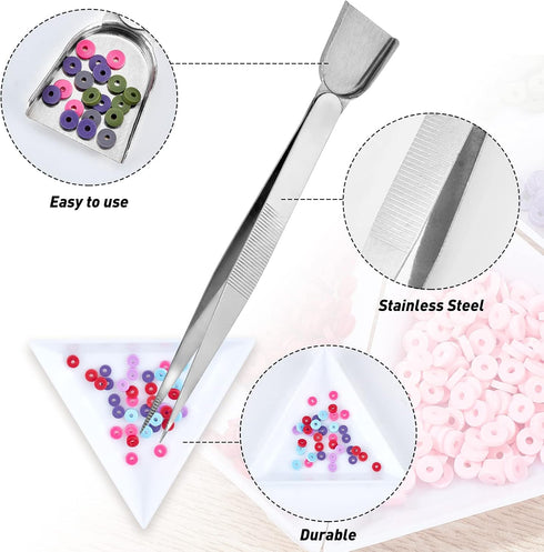 PH PandaHall Bead Sorting Trays, 20pcs Triangle Jewelry Plate Painting Pigment Tray Plastic Art Crafts Storage Plate with 2pcs Handy Tweezers with...
