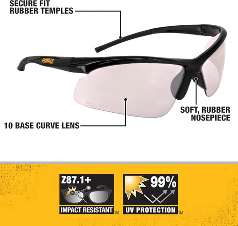 DEWALT DPG51-9C Radius Ice 10 Base Curve Lens Protective Indoor/Outdoor Safety Glasses...