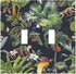 Floral Tropical Jungle Animals Double Toggle Light Switch Cover Decorative Palm Trees 2 Gang Wall Plate Electrical Faceplate for Bathroom Home Liv...