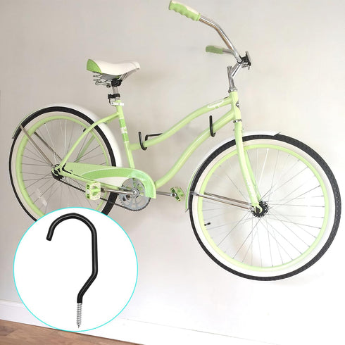 6PCS Black Heavy Duty Bike Storage Hooks Bicycle Wall Mounted Hooks Large Screw Hooks for Wall,Ceiling...