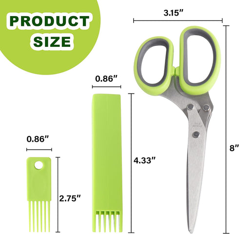 3 Packs Herb Scissors Set - 5 Blades Herb Scissors with Herb Stripper, 2 Packs Herb Stripper Tools with Safe Cover, Cool Kitchen Gadgets for Cutti...