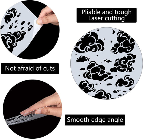 GORGECRAFT 21 * 30cm Cloud Star Moon Stencil Designs Large Cloud Wall Templates Reusable Hollow Out Drawing Sign Square Stencil for Painting on Wo...