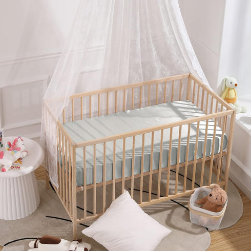 SiinvdaBZX 2 Pcs Satin Mini Crib Sheets 38 x 24In, Silky Soft Mini Portable Crib Sheets Mattress Cover Portable Playard Sheets with 5In Deep Pocke...