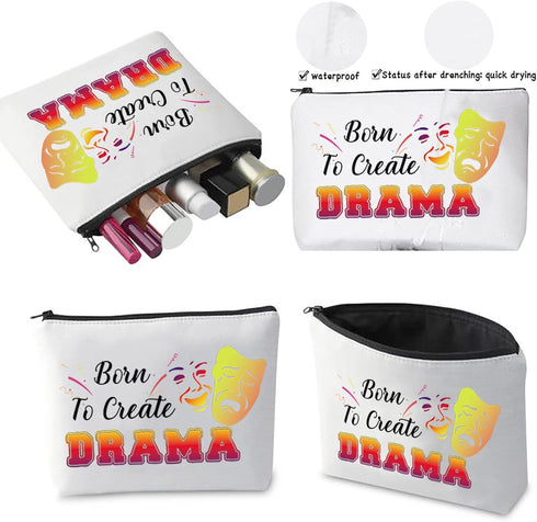 CMNIM Theatre Life Gift Drama Theater Make Up Bag for Drama Actor Actress Cosmetic Pouch Gift for Born To Create Drama Bags (Create Drama Makeup B...
