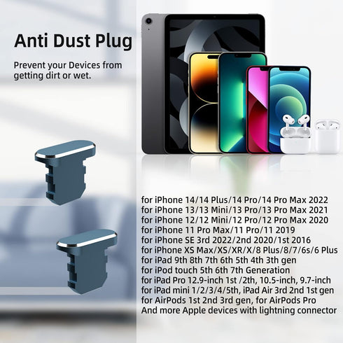 2 Pack Anti Dust Plugs for iPhone 13 11 12 Pro Max Dust Cover 8 Pin Dust Plug with Mini Storage Box iPhone Charging Port Plugs Compatible with iPh...