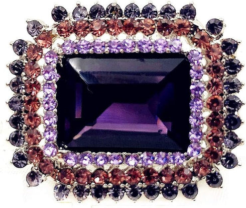 Victorian Vintage Style Embellishment Rectangle Shaped Purple Stone Brooch and Pin Art Deco Jewelry...