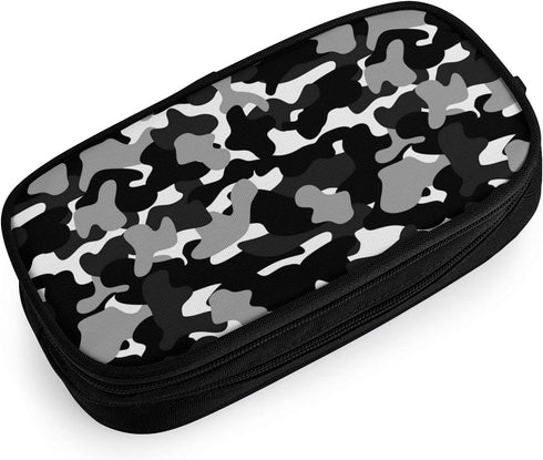 Camo Adult Pencil Case Box, Large Capacity College Black Pencil Bag Pouch Marker Organizer with 2 Compartments & Durable Zipper...