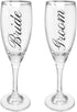 BANBERRY DESIGNS Bride and Groom Champagne Glasses Set of 2 Elegant Toasting Flutes Silver Wedding Champagne Set Wedding Glasses 6 oz...