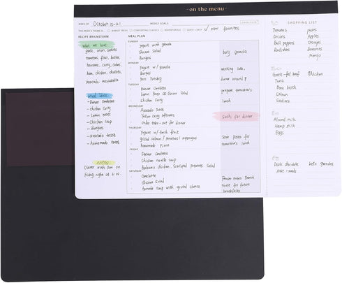 Weekly Meal Planner with Recipes and Grocery List Magnetic Notepad For Fridge - 8.5x11'' Menu Planning Pad With 54 Sheets Tear Off Shopping List F...
