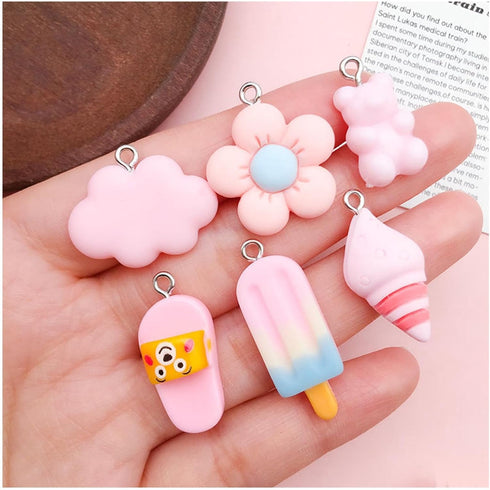 10Pieces Various Pink Resin Pendant Conch Ice Cream Cloud Mushroom Pendant DIY for Earrings Necklace Bracelet Jewelry Making and Crafting Supplies...