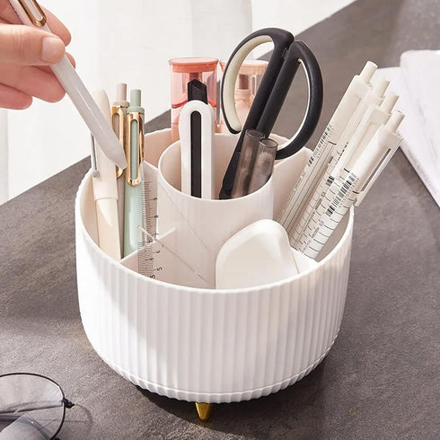 Pen Pencil Holder for Desk, 5 Slots 360° Degree Desk Decor Organizer Desktop Storage Pen Organizers Stationery Supplies Cute Pencil Cup Pot for Of...