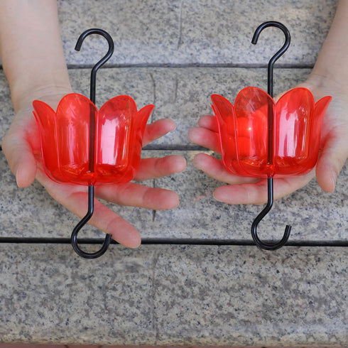 Ant Guard for Hummingbird Feeders, Hummingbird feeders for Outdoors Hanging, 2 Hooks with 2 Brushes, Transparent Plastic Ant Moat, Red...