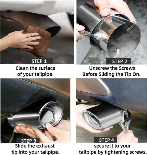 Dsycar Universal Stainless Steel 1.5" - 2.25" Inlet Exhaust Tips, Fit Pipes Diameter 1.5-2.25 inch, Adjustable Car Decoration Chrome-Plated Finish...