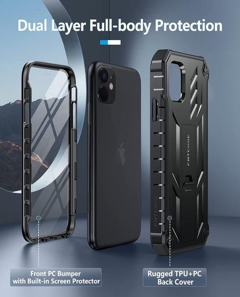 FNTCASE for iPhone 11 Phone Case: for iPhone XR case with Kickstand Shockproof Military Grade Protective Cover - Dual Layer Full Protection Sturdy...