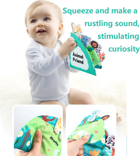 Baby Books Bath Toys Pastable Cognitive Touch and Feel Cloth Soft Crinkle Books Early Education Toys, Kids Infant Toddlers Christmas Birthday Gift...