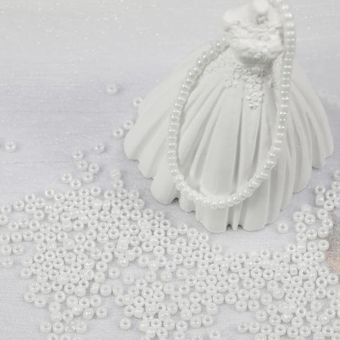Bala&Fillic White Pearl 3mm Seed Beads About 3600pcs/100Grams in Bag, 8/0 Glass Craft Beads for Making Bracelet and Necklace (White Pearl)...
