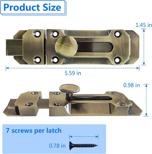2 pcs Zinc Alloy Sliding Door Lock, Barrel Bolt Cabinet Lock Barrel Bolt Closure Cabinet Door Security Sliding Door Lock for Home Windows and Door...