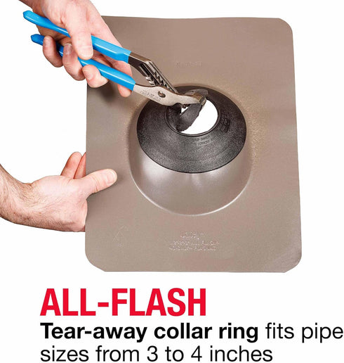 Oatey Oatey-14137 14137 Rain collar 3"-4" No-Calk Roof Flashing, 1 Count (Pack of 1), Black...