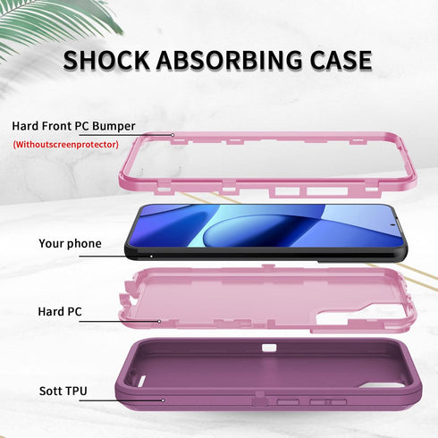 Phone case for Galaxy S22, Drop Protection Rugged Shockproof Military Protective Phone Cover Armor Heavy Duty for Samsung Galaxy S22 (Purple Red/L...