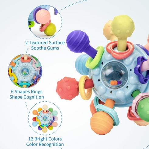 Accevo Baby Teething Toys Silicone Baby Teether Toys for 6-12 Months Chew Toys for Sucking Needs, Baby Teether for Soothing Sore Gum Montessori To...
