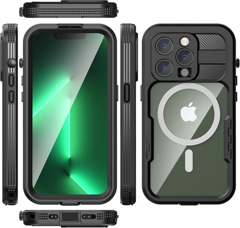 Ezanmull iPhone 14 Pro Waterproof Case, with Built-in Screen Protector Dustproof Shockproof DropProof Case, Rugged Full Body Underwater Protective...