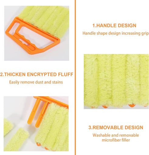 2 Pcs Blind Cleaner - Washable Window Blind Cleaner Duster Tool, Hand-Held Blind Duster for Wood Dlinds Mini Duster Brush Blind Dust Cleaner Venet...