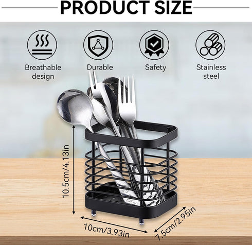 Stainless Steel Utensil Drying Rack, Silverware Drying Basket Basket Draining Basket Kitchen Dish Drainer Dish Drying Rack(S-Black)...