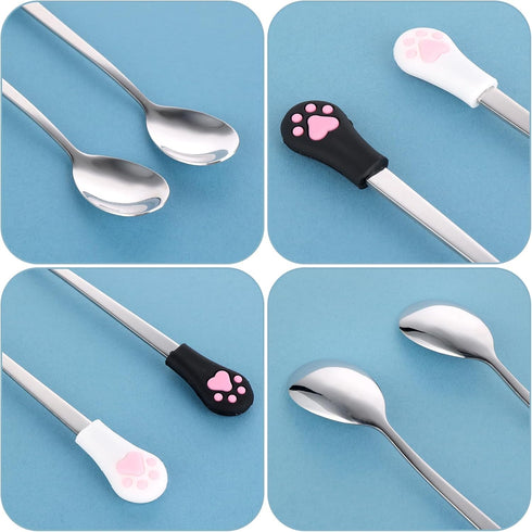Sibba Dog Cat Spoon 2 Pcs Food Can Spoon Cute Claw Scoop Stainless Steel Spoon Portable Scoop Silver Espresso Little Scoop Fit Feed Canned, Mug, S...