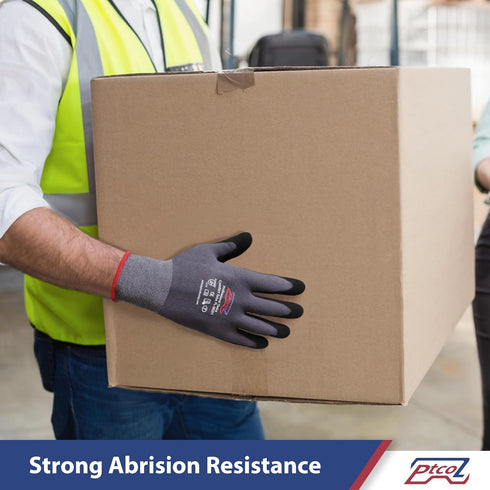 Safety Work Gloves Micro-Foam Nitrile Coated-6 Paris, Seamless Knit Touchscreen Nylon Gloves, with Black Nitrile Grip, for Warehouse, Home Improve...
