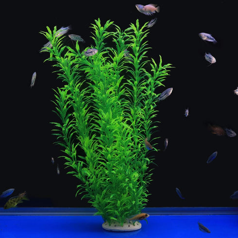Tall Green Leaves Aquarium Décor Plastic Plants Extra Large 20 Inches Ch0701...