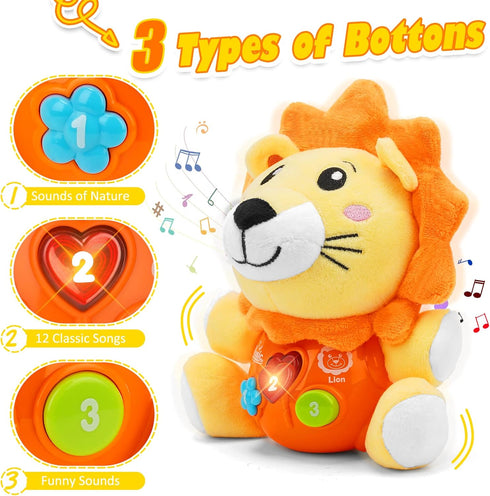 Baby Toys 6 to 12 Months - Infant Baby Musical Toy for 1 Year Old Boys & Girls - Cute Lion Plush Toys Newborn Toy 0 3 6 9 12 Month Best Gift...