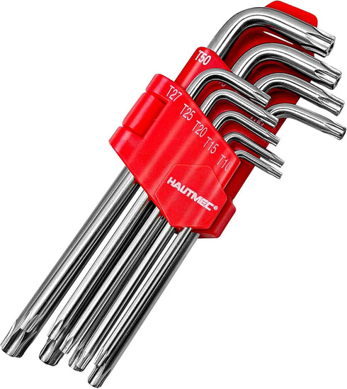 HAUTMEC Star Wrenche Set Star Key Set L Shape Metric Allen Wrench Set 9-Piece, Chrome Vanadium Steel and Drilled tips for Tamper Resistant Fastene...