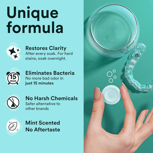Retainer Cleaner Tablets, Invisalign Cleaner, Remove Stains, Odors & Plaque, Night Guard Cleaner, FSA & HSA Eligible, 4-Month Supply of PERSULFATE...
