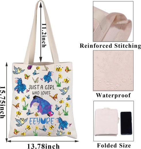 PLITI Eeyore Tote Bag Eeyore Fan Gift Cartoon Character Lover Gift Just A Who Loves Eeyore Shoulder Bag...
