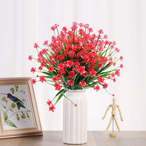 Artificial Flowers, 8 Bundles Fake Outdoor UV Resistant Greenery Faux Plants Shrubs for Indoor Outside Hanging Planter Home Office Wedding Farmhou...