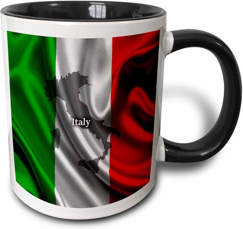 3dRose mug_204475_4 Italian Flag Design - Two Tone Black Mug, 11oz...