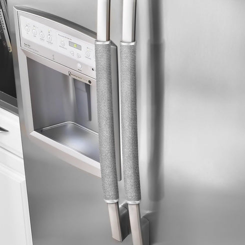 OUGAR8 Refrigerator Door Handle Cover Set of 4, Kitchen Appliances Gloves Fridge Microwave Dishwasher Door Cloth Protector-Catches Drip,Fingerprint Dust Cover (4pcs, Gray Plush)