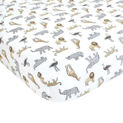 Hudson Baby Unisex Baby Cotton Fitted Crib Sheet, Modern Safari, One Size...