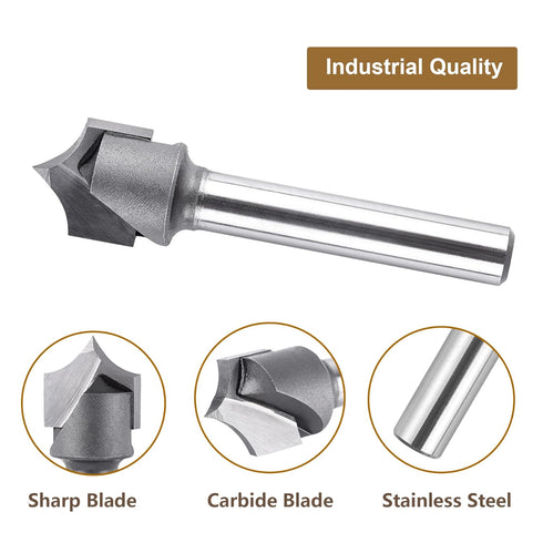 SpeTool 1/4" Shank Point Cutting Roundover Router Bit with 1/2" Cutting Diameter 1/4" Radius, Carbide 2 Flute Tipped Round Over Beading Bits for C...