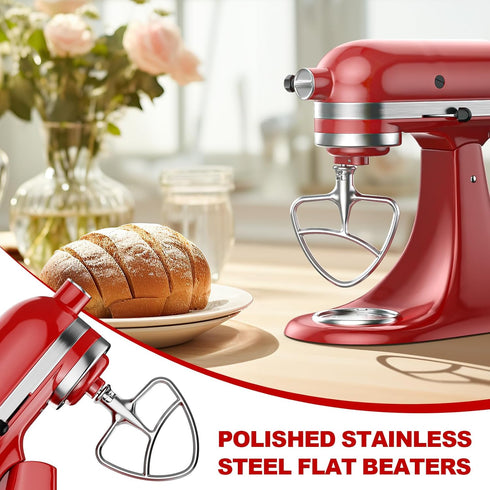 Stainless Steel Flat Beater for KitchenAid Mixer, Paddle Attachment for Tilt-Head Stand Mixer Fits 4.5-5 QT Mixing Bowl, Beater Replacement, Dishw...