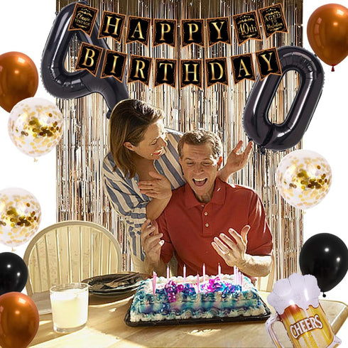 40th Birthday Decorations for Men - Aged to Perfection Whiskey Themed Party Supplies with Foil Balloons and Banner...