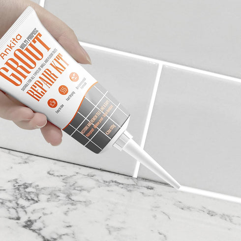 2 Pack Tile Grout Paint Kit, White Grout Repair Filler Tubes, Fast Drying Grout Sealer for Tiles, Sinks, Showers on Bathroom and Kitchen, Restore ...