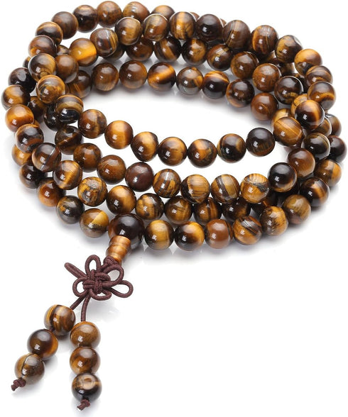 Jovivi Tibetan 6mm 8mm 108 Natural Tiger Eye Gemstone Beads Prayer Mala Bracelet Necklace...