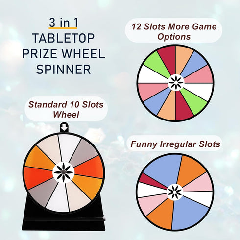 Spinning Prize Wheel, 6 inch Wheel-Spinning Wheel for Prizes with Stand, 10,12 Slots Color Small Tabletop Roulette Spinner with Mark Pen, Easy Ass...