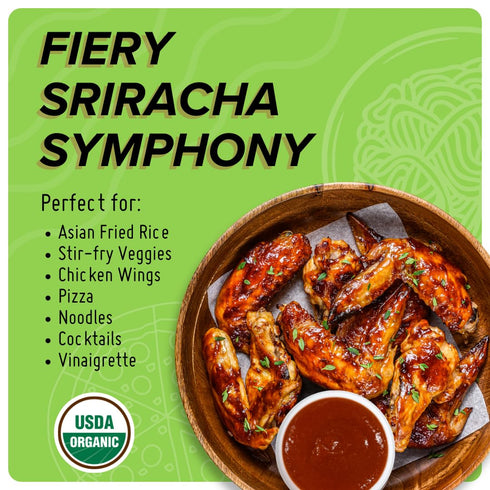 Asian Organics Sriracha Hot Chili Sauce - Organic Sriracha Sauce - USDA Certified 100% Asian Hot Sauce, No MSG, Non-GMO, Gluten Free Organic Hot S...